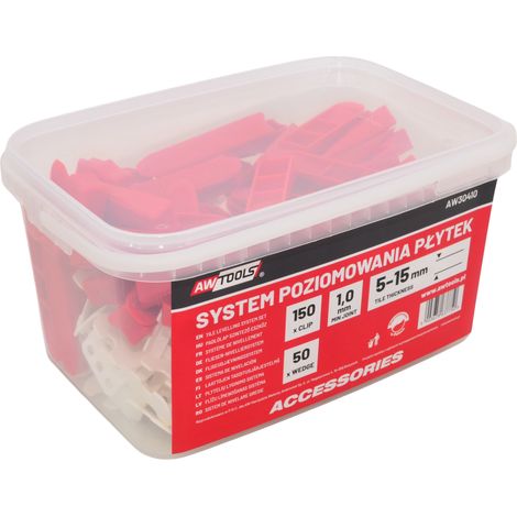AWTOOLS SYSTEM POZIOMOWANIA BRAMKOWY 1,0mm 150+50szt. (BRAMKA 5-15mm + KLIN)