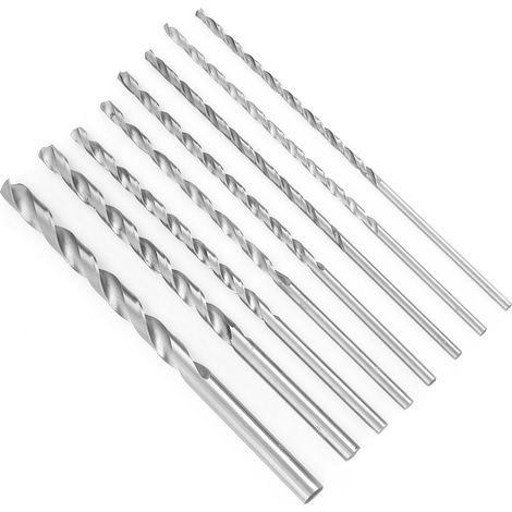 Lot de 8 forets hélicoïdaux extra longs en acier rapide à queue droite (4-10 mm) pour le bois (1/5)