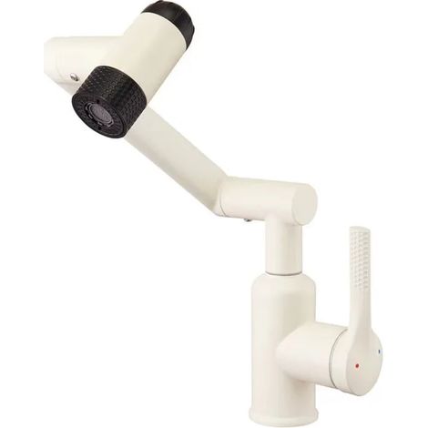 (Blanc) Robinet de lavabo multifonctionnel à quatre modes avec mélangeur d'eau chaude et froide rotatif (1/4)