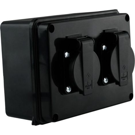 Hermetische Anschlussdose mit 2 x 230-V-Schuko-Steckdosen, Schutzart IP54, Aufputzmontage (1/5)