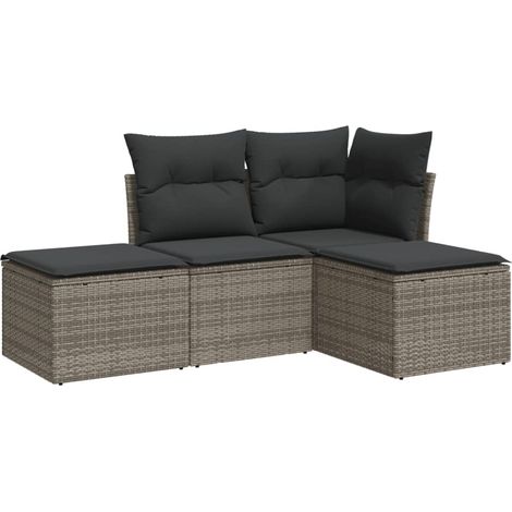 Maison Exclusive - 4-tlg. Garten-Sofagarnitur mit Kissen Grau Pol