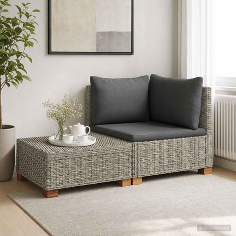 vidaXL 2 uds. Conjunto de Lounge de Ratán con Cojines GENDT Gris Kubu (1/4)
