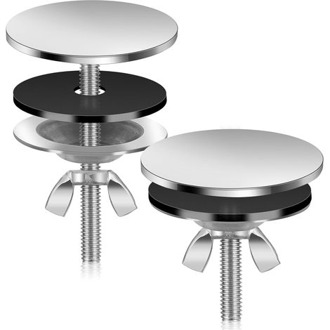 Lot de 2 Cache-trous Évier, Acier Inoxydable, Diamètre 50mm, Pour Cuisine et Salle de Bain (1/5)