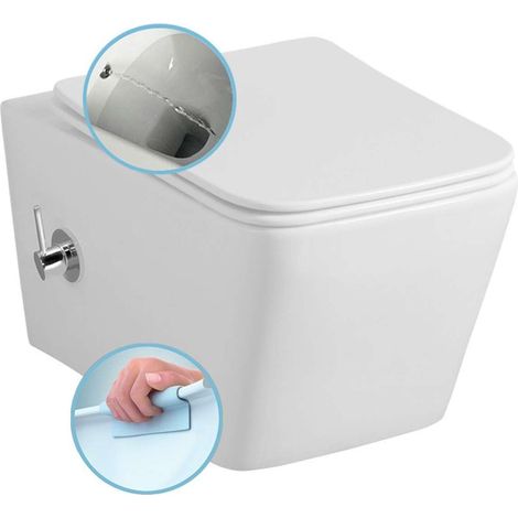 Sapho Porto - Wand-WC mit Bidet-Dusche, Rimless, weiß PZ102RX