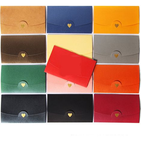 25 perlmuttfarbene Briefumschläge mit Herzmotiven, bunte Umschläge für Grußkarten, zufällige Auswahl (1/5)
