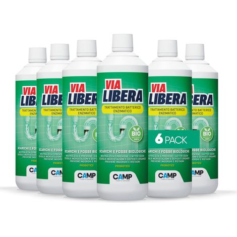 Camp Via Libera Bio Liquido, Trattamento Batterico Enzimatico Per Scarichi E Fosse Biologiche - 6x 1l (1/4)