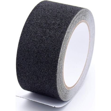 Ruban antidérapant, bandes antidérapantes avec adhésif antidérapant pour escaliers, marches, sols, autocollant, noir (5 cm x 5 m, noir)
