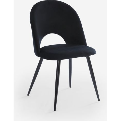 Ahd Amazing Home Design – Chaise salle à manger en velours noir – Assise ergonomique – Pieds en métal noir – Dimensions 50,5 x 55 x 88 cm (1/5)