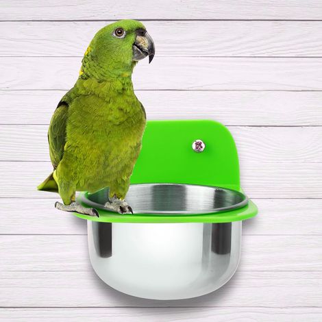 Bol portable en métal pour nourrir et abreuver les oiseaux et autres animaux de compagnie (vert) (1/5)
