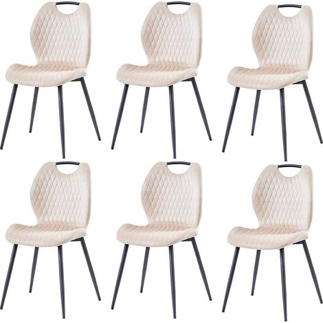 Esszimmerstühle 6er-Set, Polsterstühle mit Stoffrückenlehne, Metallbeine, Beige (1/5)