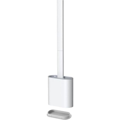 Brosse WC plate en silicone avec support, ensemble brosse WC en silicone flexible et support pour salle de bain[C] (1/4)