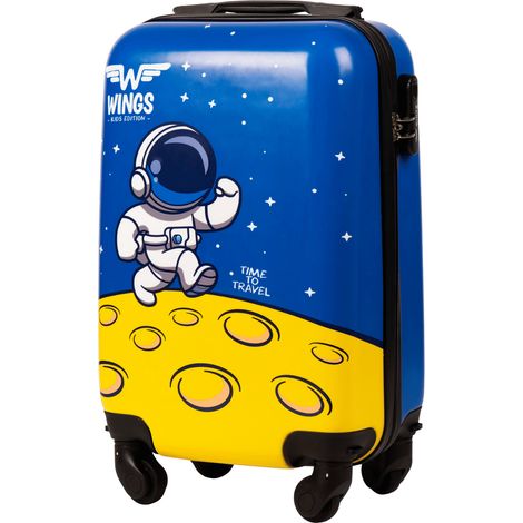 Maleta infantil rígida con alas de astronauta azul, talla XS (18").