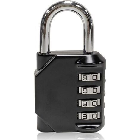 1Pc Cadenas à combinaison à 4 chiffres,étanche, noir, fermoir à combinaison en métal étanche et acier plaqué argent (1/4)