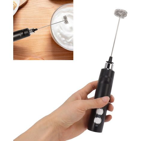 Batteur à œufs électrique rechargeable noir de type C, mixeur, fouet à crème, mousseur à lait (1/5)