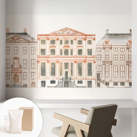 Papier peint intissé mural classique avec imprimé motifs décoratifs design élégant non‑tissé Bâtiments classiques 104x70 cm (1/5)