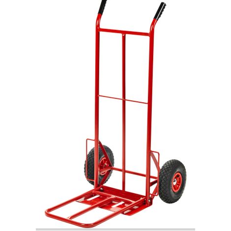 177020 – Diable professionnel 200 kg – Roues pleines en polyuréthane – Pelle rabattable 450 x 280 mm – Pour chantiers et entrepôts