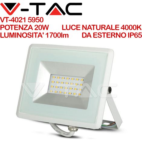 Faro Led Flood Light 20W Carcassa Bianca IP65 Neutro 4000K Super Slim SKU-215950