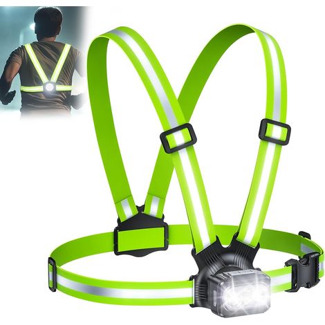 500LM Lampe Course a Pied, Lampe Running avec 360° Réfléchissant Bandes, 7 Modes Lumiere, Réglable à 45°, Étanche IPX4 Lampes Pectorale Running pour Course/Marche/Vélo, 3.5-20H (1/5)