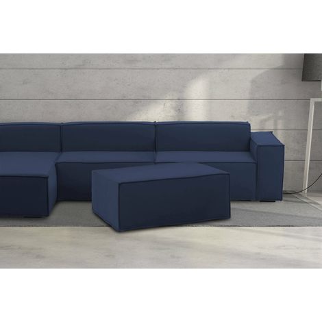 Talamo Italia Puff Antonella, Otomana de la sala de estar, 100% Made in Italy, Sillón relax en tela tapizada, Cm 100x70h43, Azul, con embalaje reforzado (1/5)
