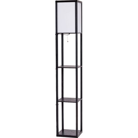 Lampada da terra con ripiano a 3 livelli 26 x 26 x 160 cm moderna illuminazione soffusa per soggiorno MDF nero 200019977