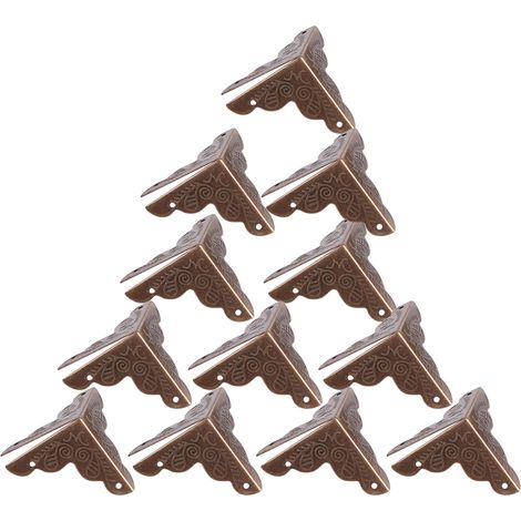 Lot de 12 protections d'angle décoratives en fer bronze pour boîtes à bijoux et coffrets cadeaux en bois (1/5)