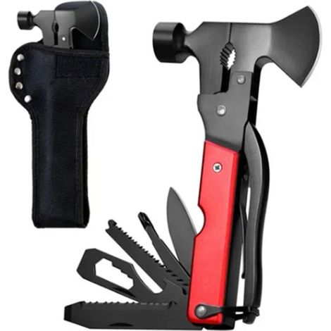 Hache Multifonction en Acier Inoxydable, Marteau de Sécurité pour Camping Portable avec Manche en Aluminium Anodisé (1/5)