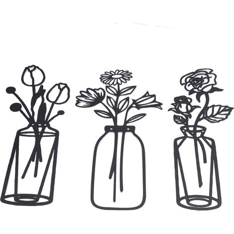 Wanddeko-Set aus Schmiedeeisen, 3-teiliges florales Metalldekorationsset für den Innenbereich, Designer-Wanddeko (1/5)