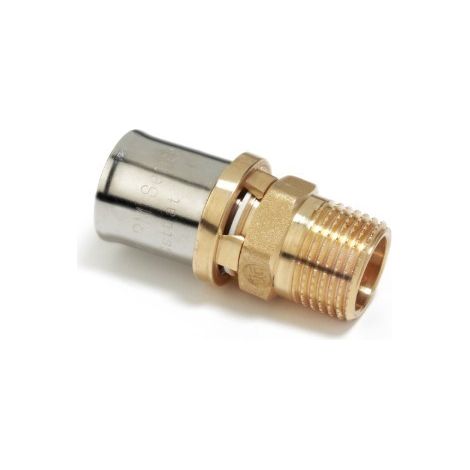 Accesorio de prensa recto con rosca macho de gas Giacomini RM107  3/8" x (16X2)