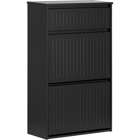 SoBuy 2 Flip-drawers 1 Pull Out Drawer Shoe Storage Cupboard Black,FSR165-SCH (1/5)