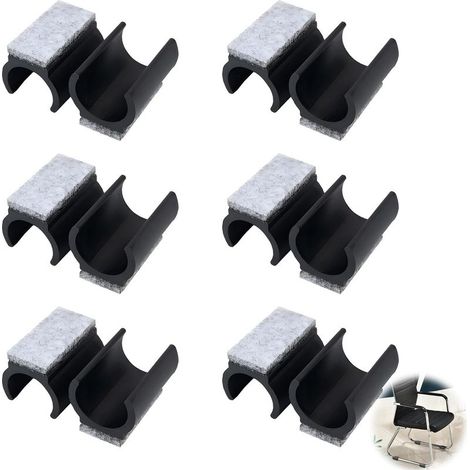 12 Stuhlgleiter, Filzgleiter, Kunststoff-Stuhlpads mit Filz, U-förmige Bodenschoner, rutschfest und geräuschdämpfend für Freischwingerstühle (Schwarz, 25 mm) (1/5)