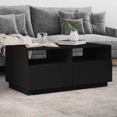 vidaXL Coffee Table with LED Lights Black 90x49x40 cm (1/5)