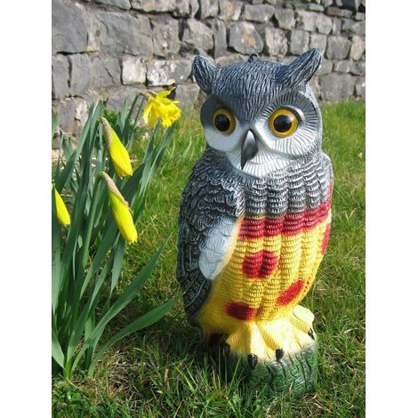 Owl Bird Deterrent Decoy Bird Scarer Pest Control Scares Birds Bird Repellent for Garden Outdoor Wall Realistic Owl Durable Moving Humane Repeller (1/4)