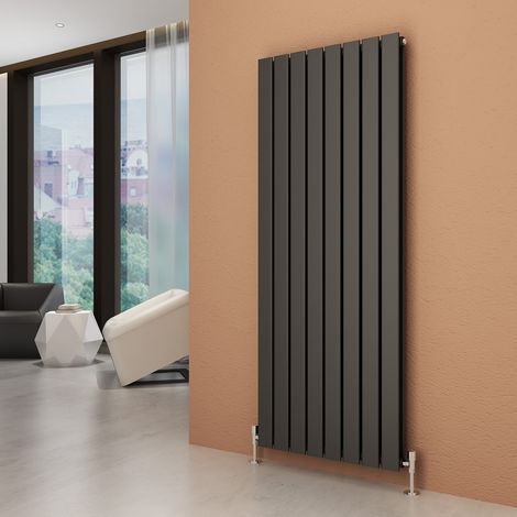 ELEGANT Vertical Radiator 1600x608mm Anthracite Double Flat Panel Central Heating Rad with Thermostatic Radiator Valves (1/5)