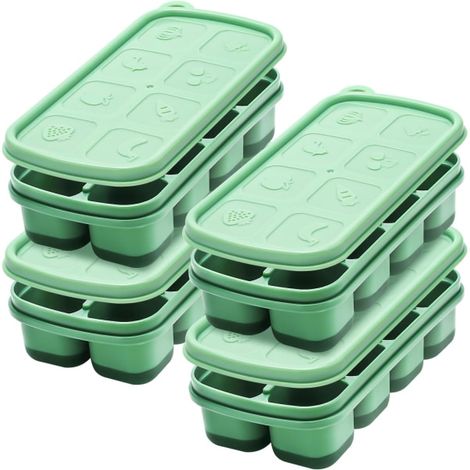 Bac à glaçons avec couvercle amovible, lot de 4 moules suspendus en silicone, sans BPA et inodores, en forme de fruits et légumes, 8 compartiments - AquaForge (1/4)