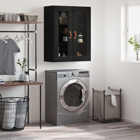 Armoire murale, Placard de Rangement Toilettes, Meuble Haut de Salle de Bain noir 69,5x34x90 cm LKOWF71816 (1/5)