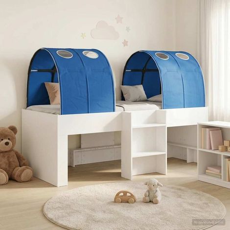 vidaXL Bed with Tunnel 4 pcs White and Blue Engineered Wood (1/5)