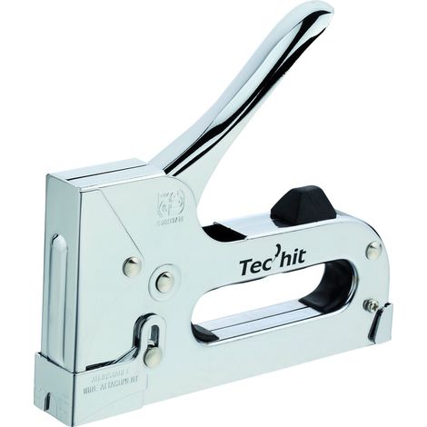 TEC HIT 170050 - Agrafeuse Professionnelle - Pour Les les Bois Durs et aussi les Métaux Tendre - 400 Agrafes - Chromé