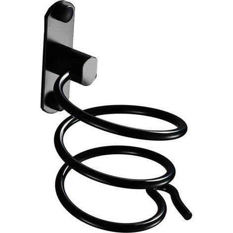 1PCS noir Support pour sèche-cheveux pour montage mural avec perçage - Pour hôtel, salle de bain, WC, barbier Aluminium, finition mate (1/5)