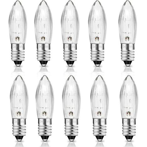 Ecleanfy - Ampoule E10 34V 3W Bougie avec 7 Points de Combustion Ampoules de rechange, 30LM Blanc Chaud 2700K, Lot de 10 (1/5)