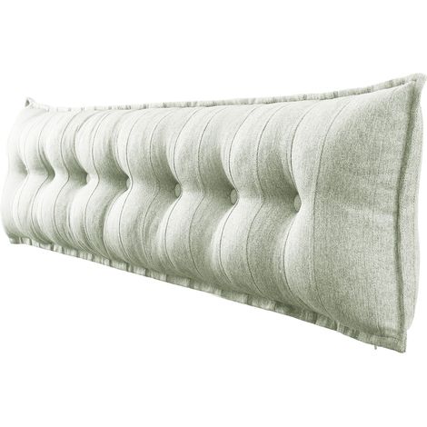VERCART Cuscino da letto decorativo grande, cuscino da lettura con bottoni, cuscino per il corpo per chi dorme di lato, misto lino avorio, 200 x 8 x 50 cm (1/5)