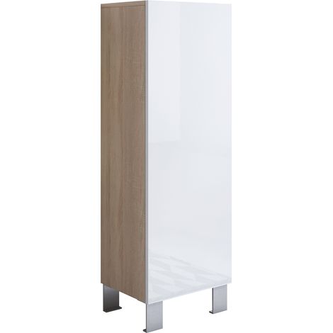 Mobile Soggiorno con Piedini 12cm  Vetrina Salotto Moderno  Vetrinetta pensile  40x138x28cm  Modello Luke V1  Sonoma opaco e Bianco lucido