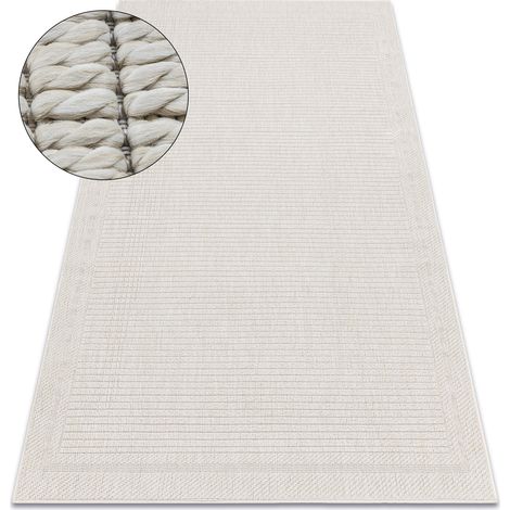 Teppich ORIGI 3727 creme - Rahmen flachgewebte SISAL schnur beige 58x100 cm