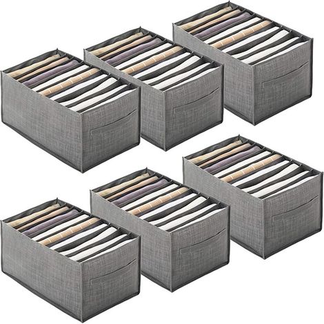 Lot de 6 organisateurs de tiroir pliables en non-tissé, 9 grilles avec poignée, 44x25x20 cm – DELKEVIC