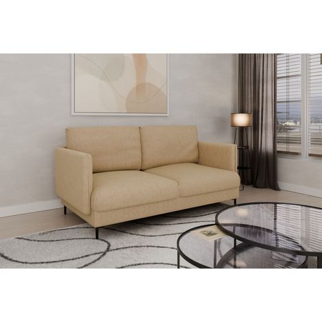 Sofa Designersofa HELMER 2-Sitzer Stoff Vibe Beige