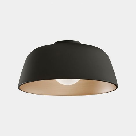LEDS C4 Miso Plafonnier semi-encastré de 43 cm, noir, culot E27, 15 W