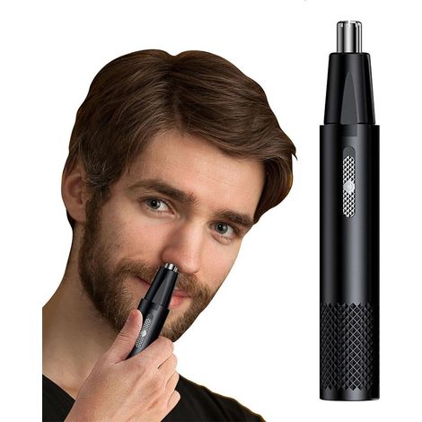 Tagliapeli per naso/orecchie, ricaricabile tramite USB, professionale, ad alta velocità 6000 giri/minuto, strumento di precisione unisex per la cura della persona, dimensioni compatte 15 x 1 cm, nero. (1/5)