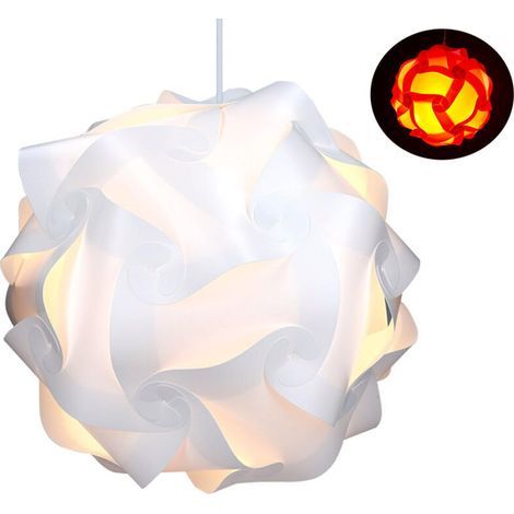 Lampe puzzle abat-jour XL - Luminaire IQ 30 pcs 15 designs lumière blanche - Diamètre env 40 cm - Avec support plafond câble douille E27 (1/5)