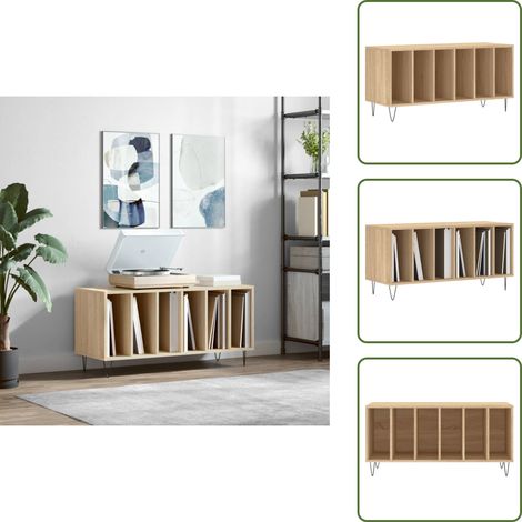The Living Store Mobile Porta Dischi Rovere Sonoma 100x38x48cm Legno Multistrato - Ripostiglio per dischi