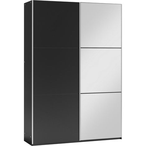 Armario Honolulu 123, Negro, 215x122x65cm, Puertas de armario: Correderas, Número de estantes: 4