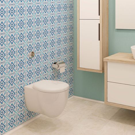 Sticker Mural Carrelage adhésif Cuisine Salle de Bain - 30 STICKERS CARREAUX DE CIMENT AZULEJOS ALEJANDRA - 30stickers10x10cm (1/5)